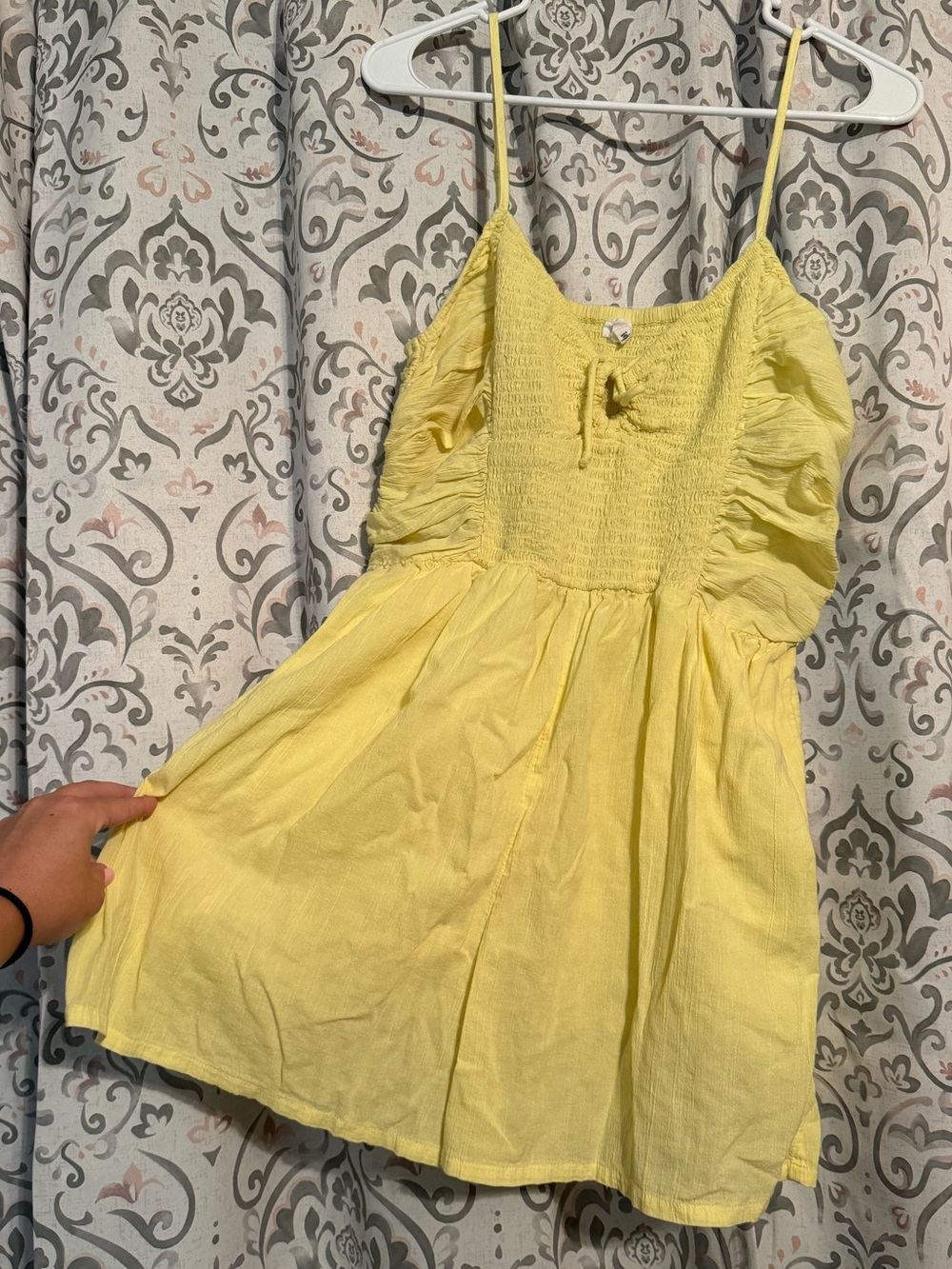 Aerie Yellow Smocked Bodice Romper Ruffled Detail Adjustable Straps